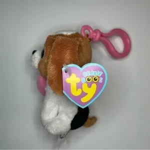 TY Beanie Boos COOKIE the Brown Dog with Heart (Plastic Key Clip inch)  Retired